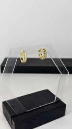 Mini Mini Halka Taşlı Gold Küpe